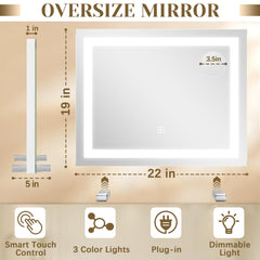 ROLOVE vanity mirror with 3 color temps delivers accurate hues for day-to-night routines