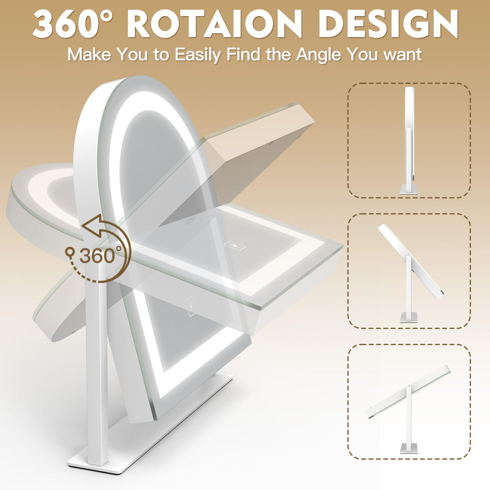ROLOVE 360-degree rotation for versatile angles during makeup and skincare
