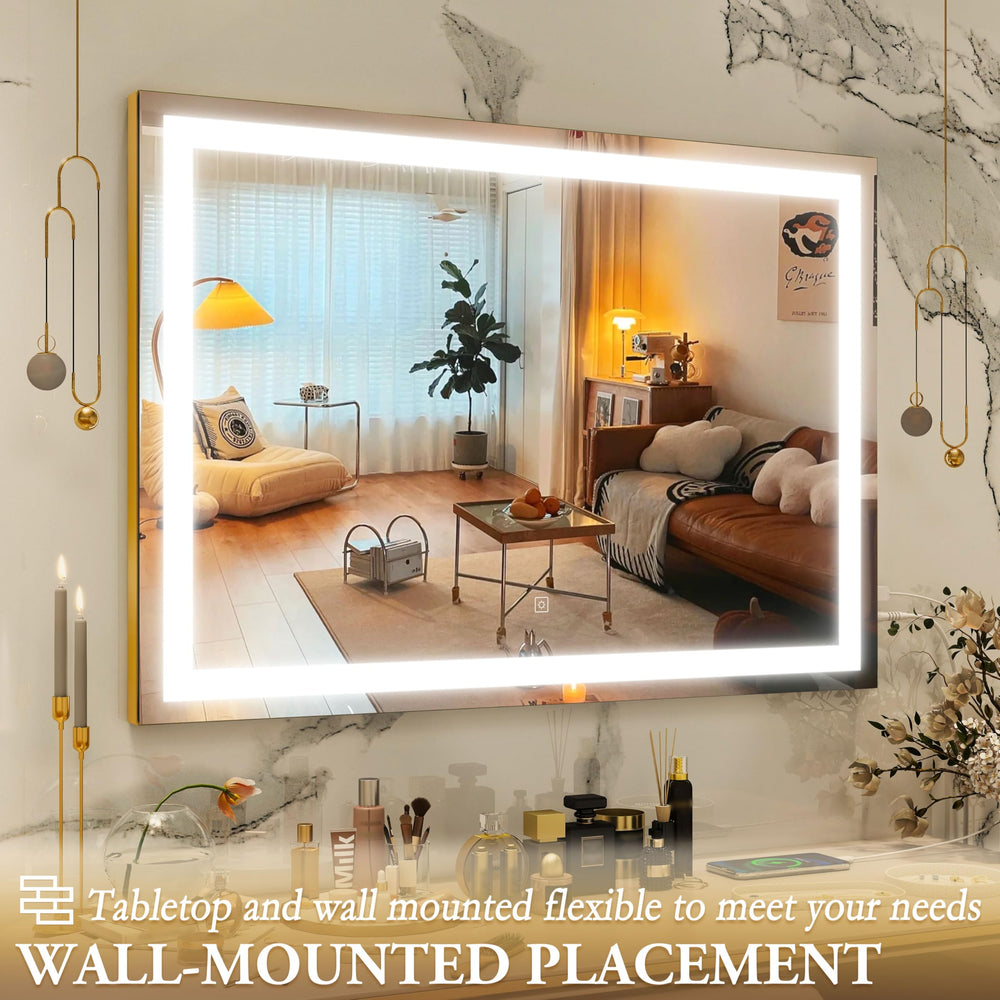 ROLOVE gold square frame design adds premium style to vanity spaces