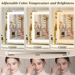 ROLOVE vanity mirror rotated 360 degrees for optimal angle