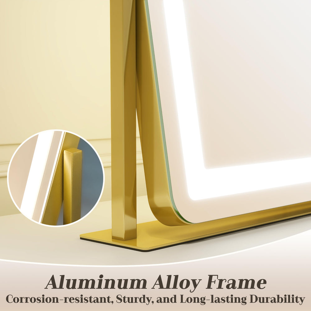 ROLOVE vanity mirror aluminum frame for durability and style
