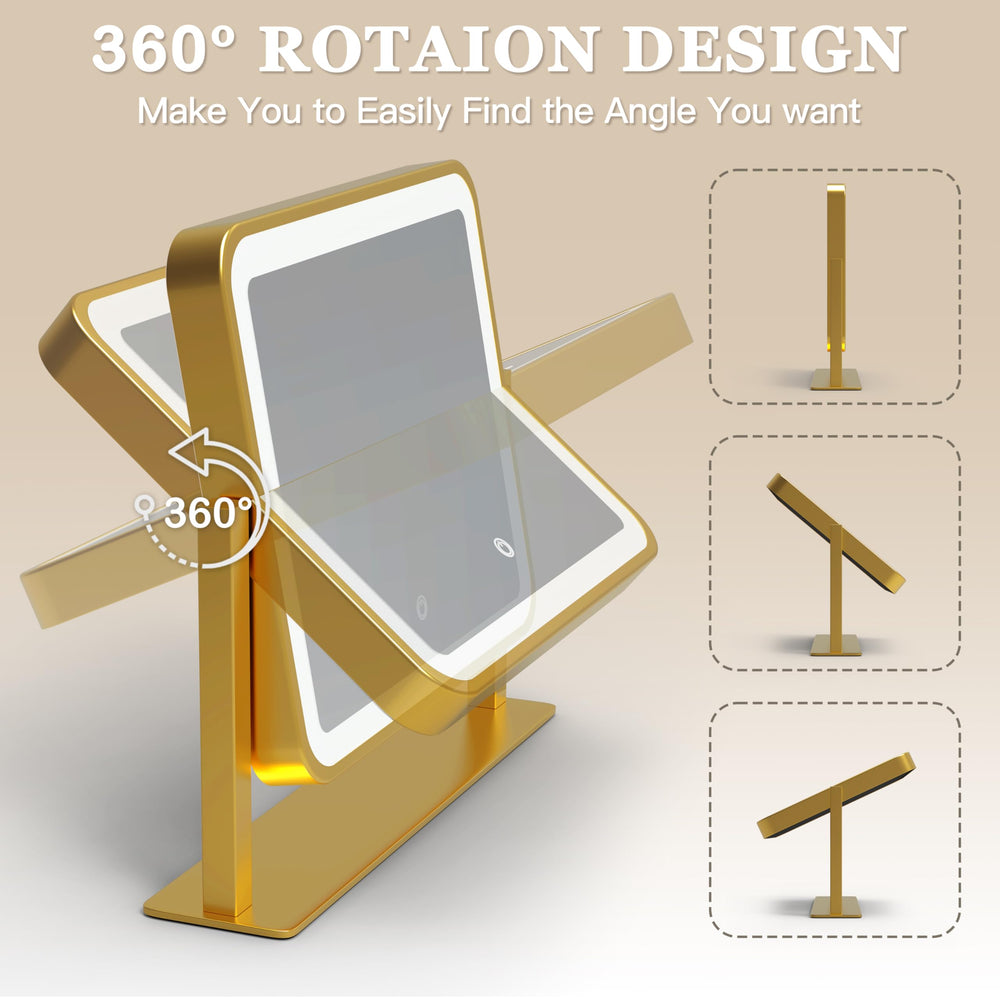 ROLOVE Gold Vanity Mirror aluminum frame offers durable, elegant construction