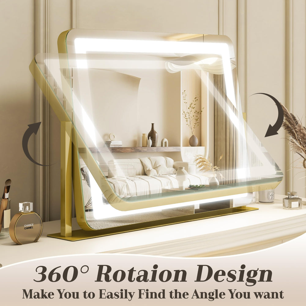 ROLOVE vanity mirror on a desk setup in modern space