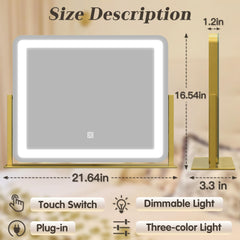 ROLOVE vanity mirror lights controls showing dimming and color modes