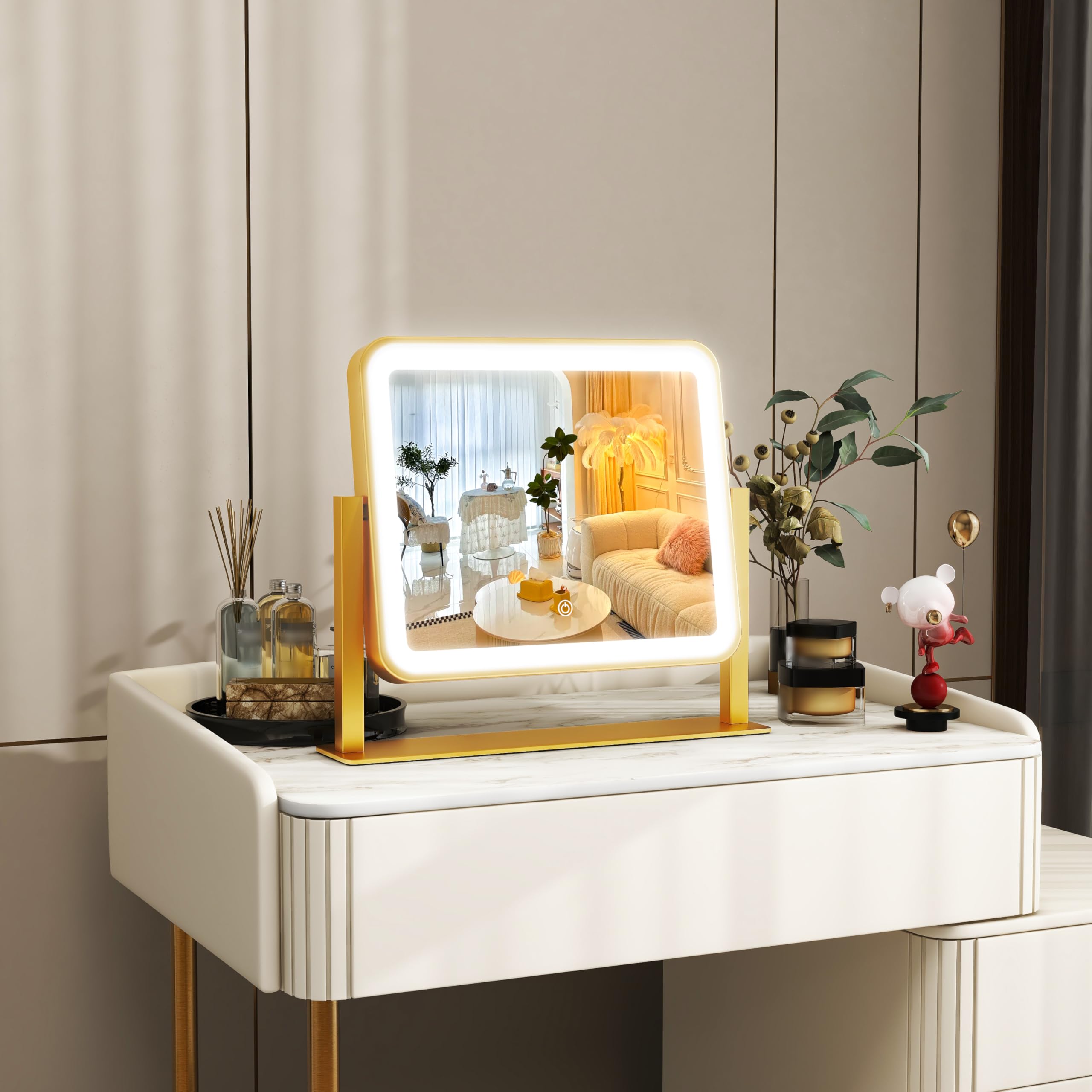 ROLOVE Gold Vanity Mirror packaging demonstrates gift-ready presentation