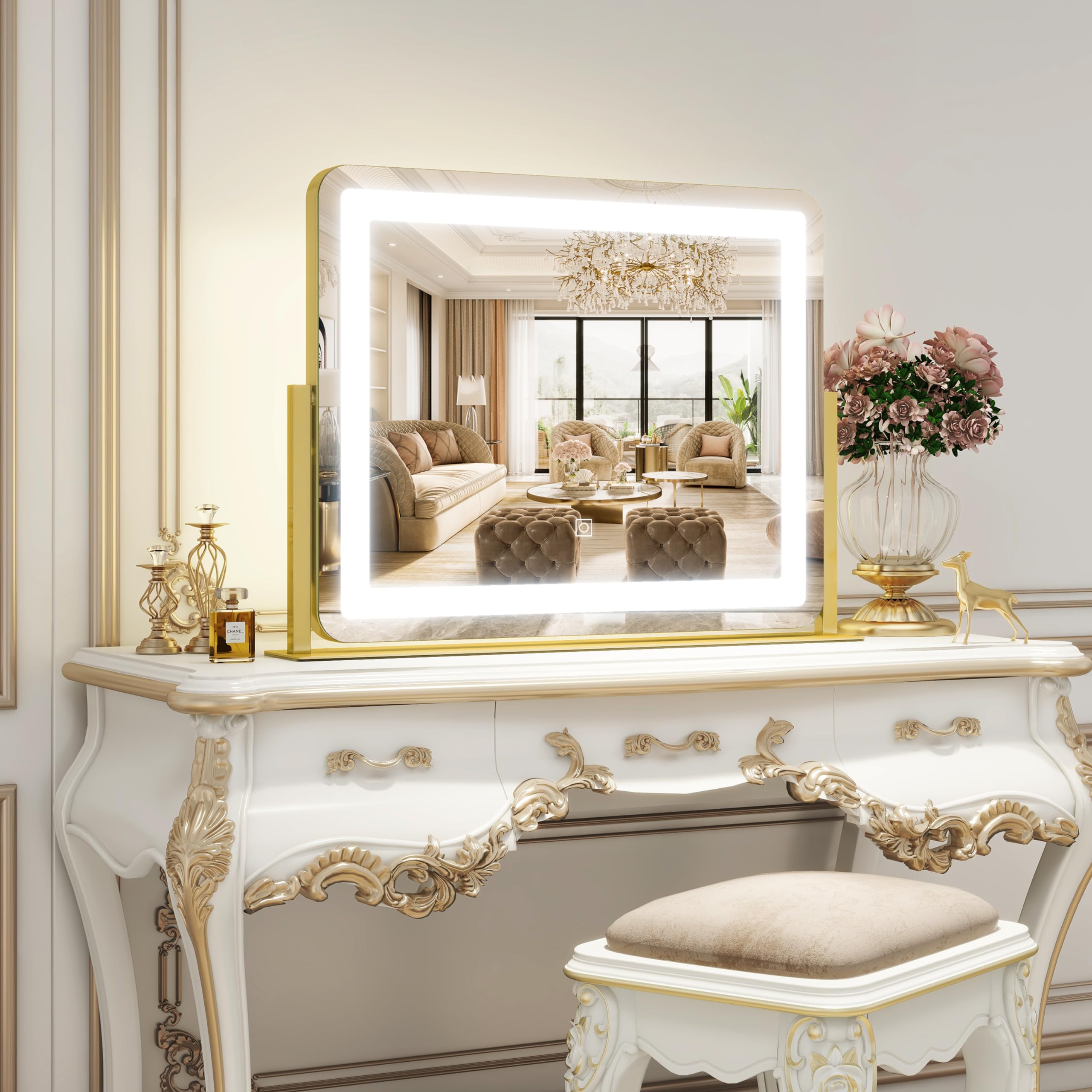ROLOVE vanity mirror smart dimming three color lighting