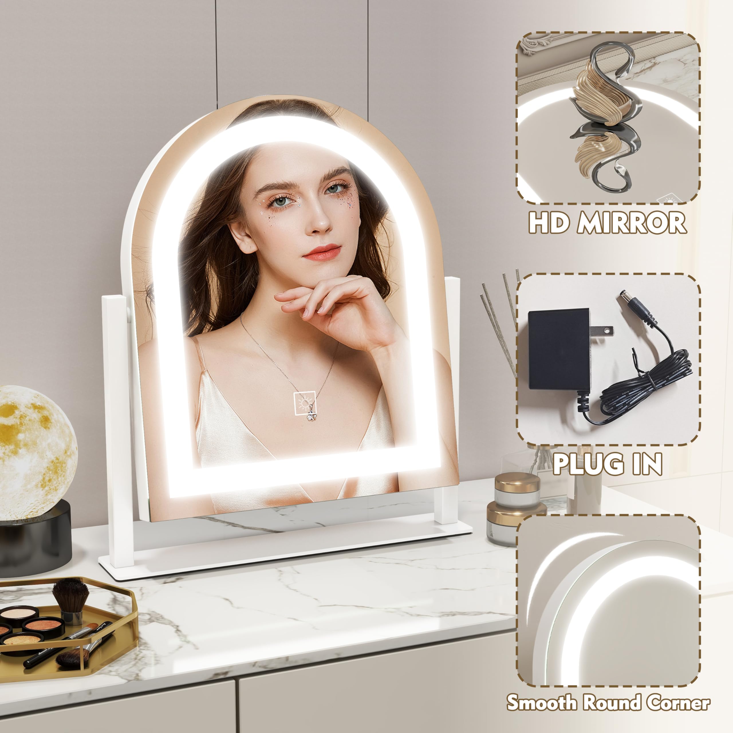 ROLOVE Hollywood-style vanity mirror with expansive view for full-face makeup