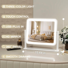 ROLOVE LED makeup mirror straight-on view enhances skin detail for contouring