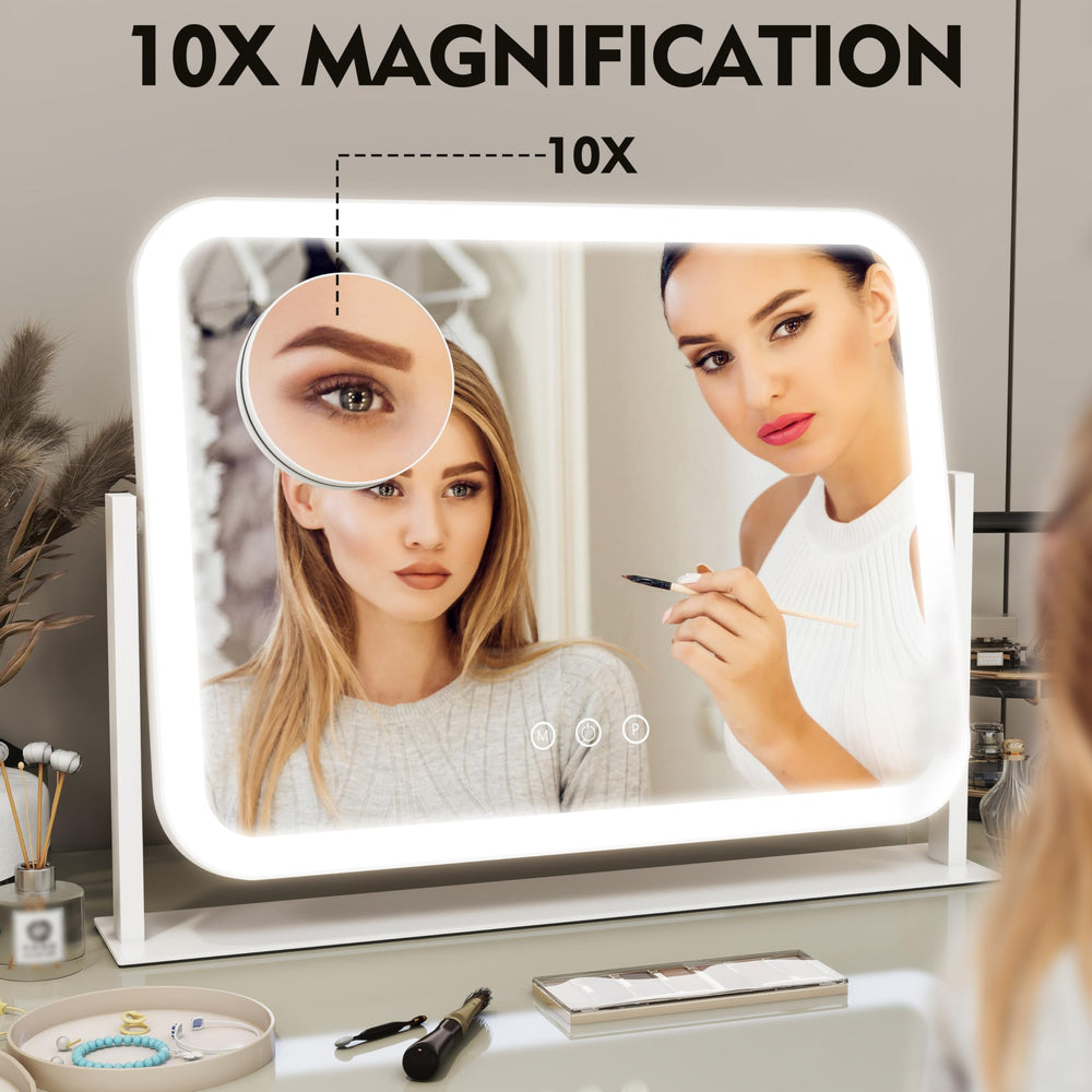 ROLOVE mirror's durable aluminum frame ensures stable, long-lasting vanity use
