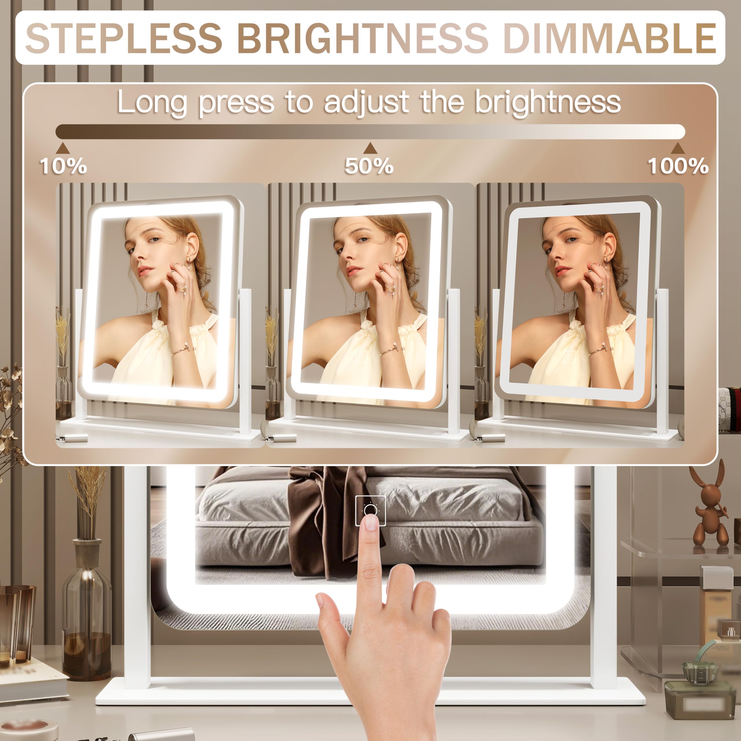 ROLOVE aluminum frame mirror blends durability with sleek vanity aesthetics