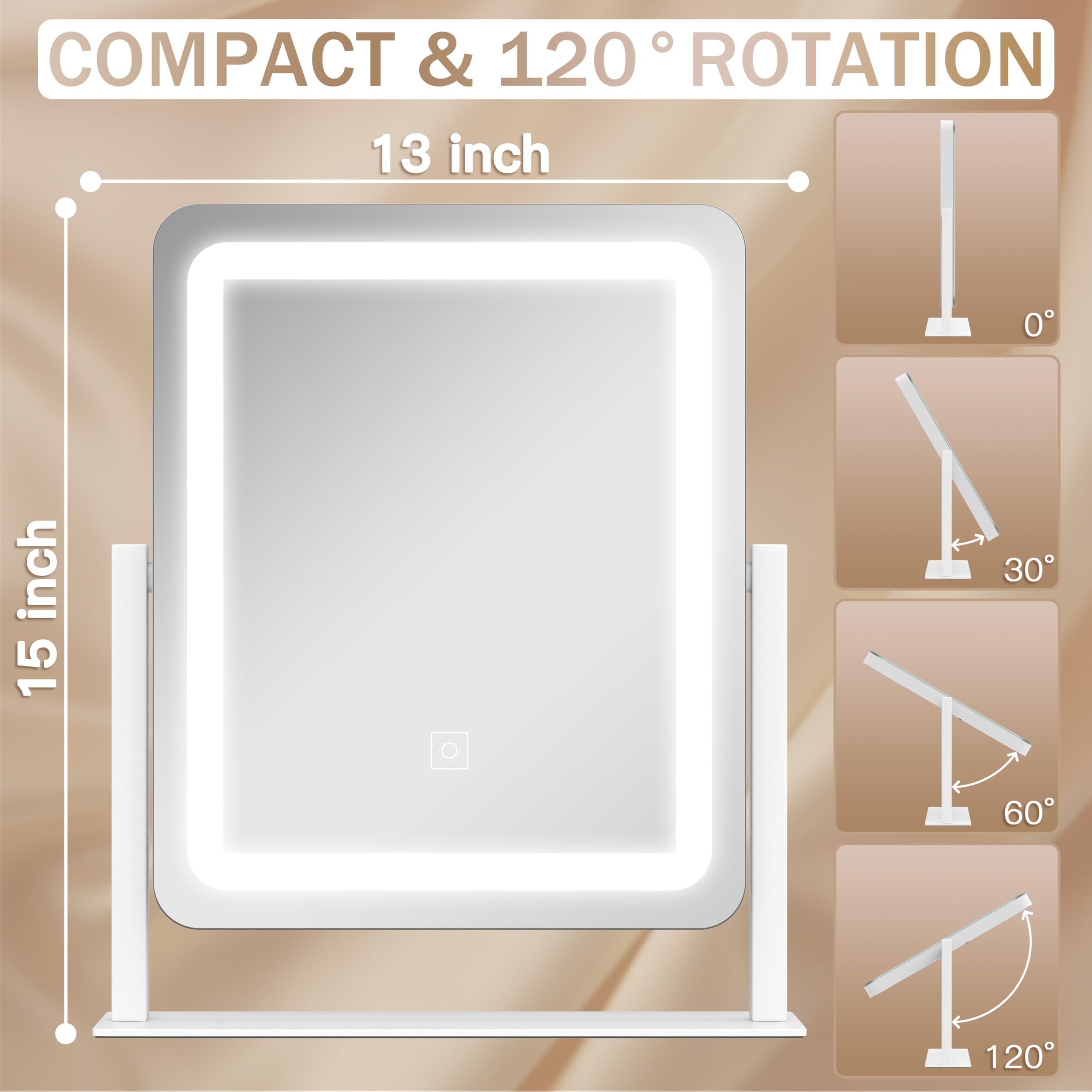 ROLOVE mirror brightness adjustment demonstrating dimmable lighting