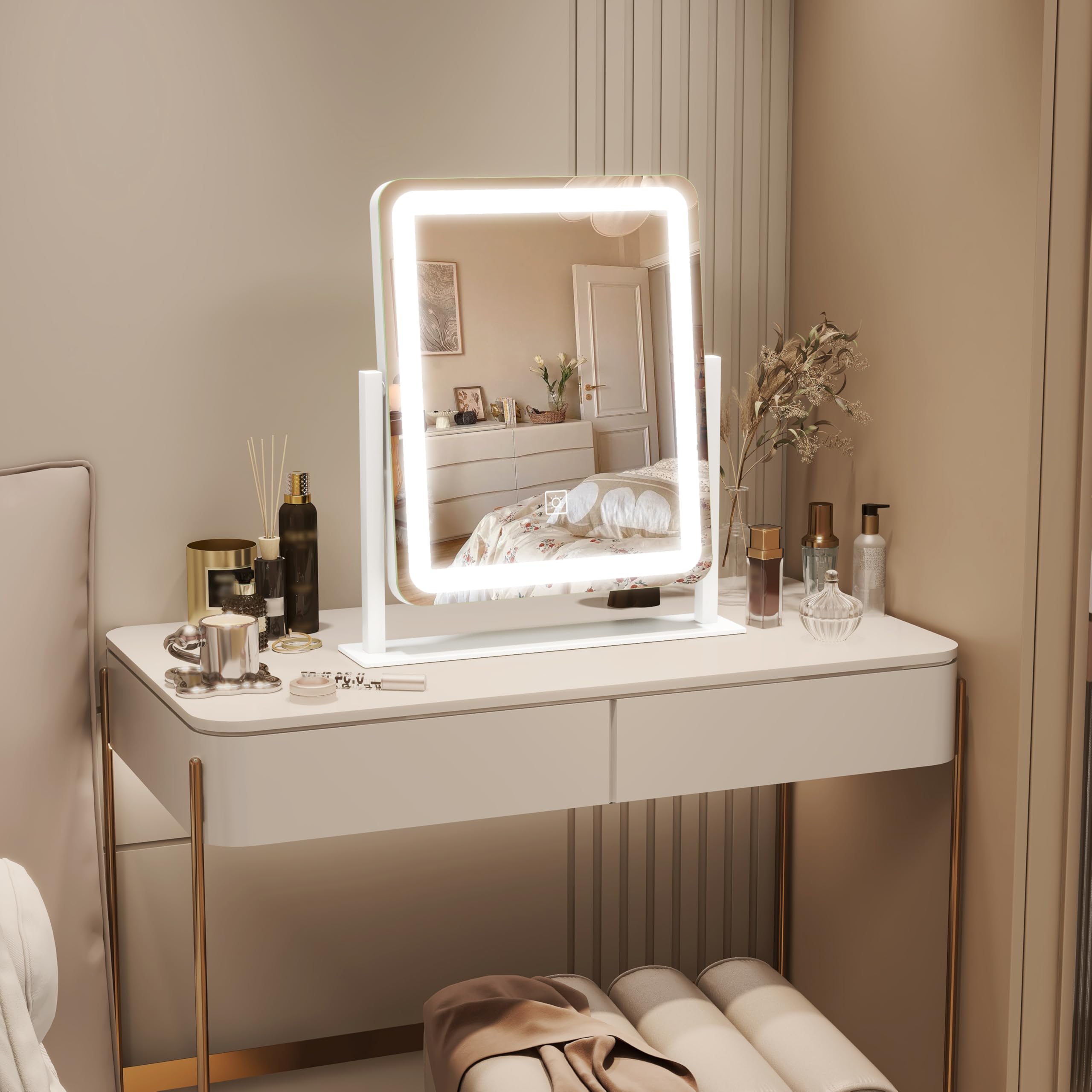 ROLOVE compact desk mirror fits small spaces for tabletop makeup