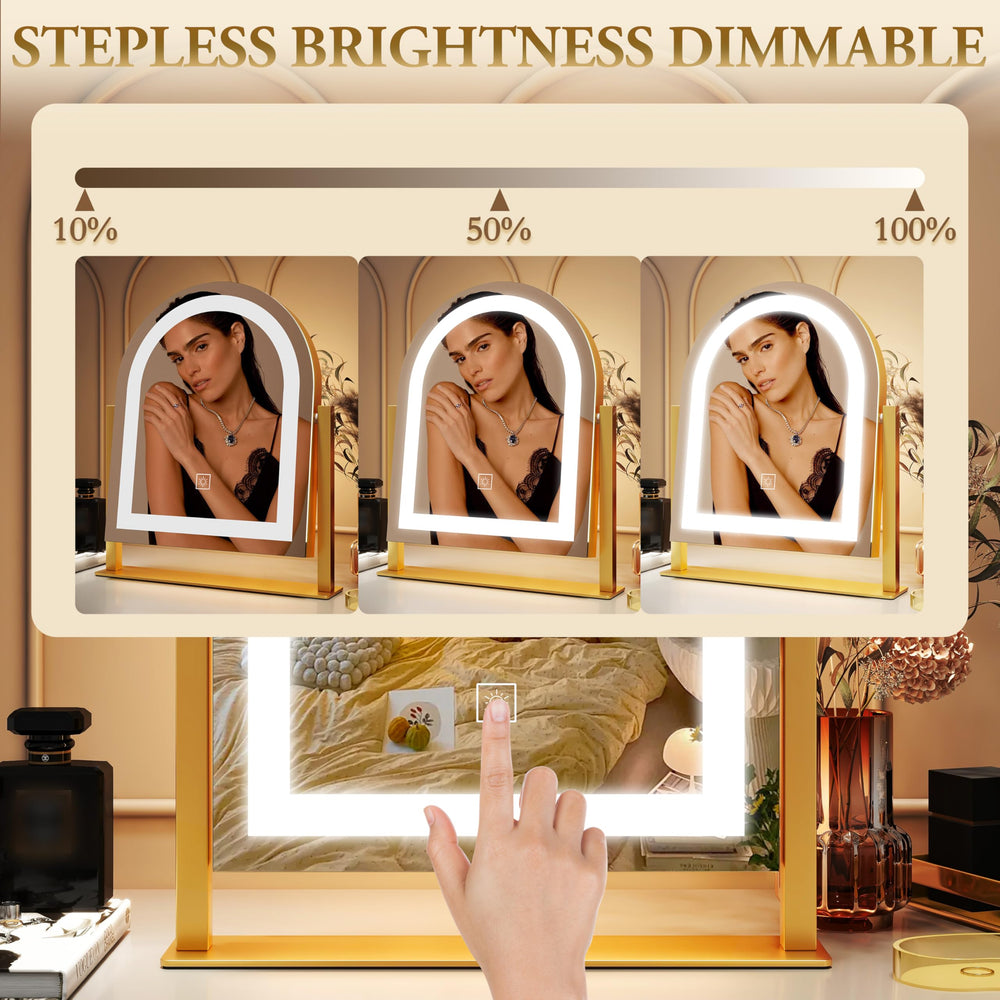 ROLOVE mirror with smart touch control enables quick brightness and tone changes
