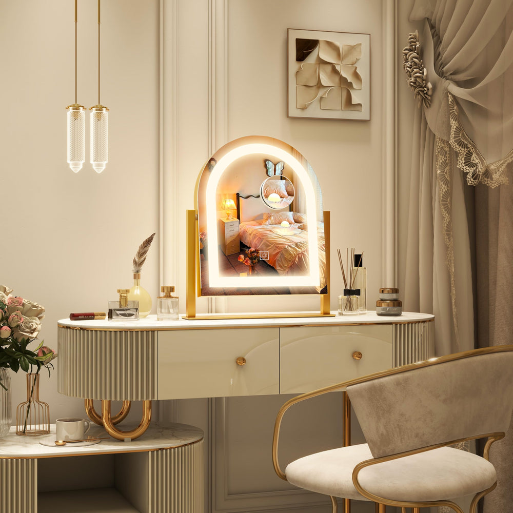 ROLOVE tabletop mirror with detachable baseboard saves vanity space