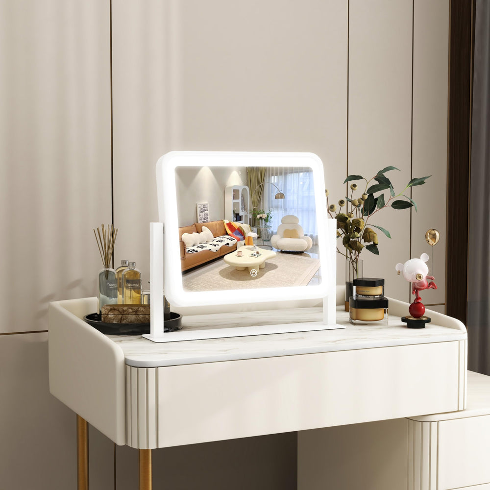 ROLOVE vanity mirror with smart dimming shows warm to cool light for tasks
