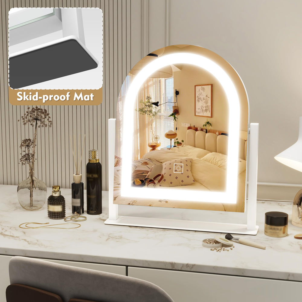 ROLOVE white finish tabletop vanity mirror fits desks and vanity spaces