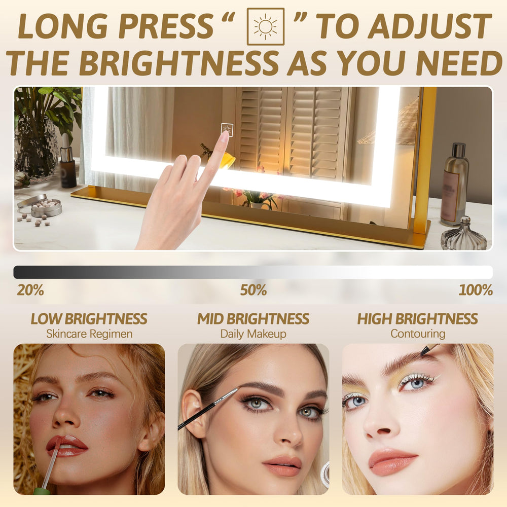 ROLOVE vanity mirror 10x magnification helps with precise lipstick and lash details.