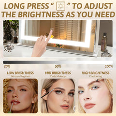 ROLOVE vanity mirror offers warm, daylight, and cool dimmable tones.