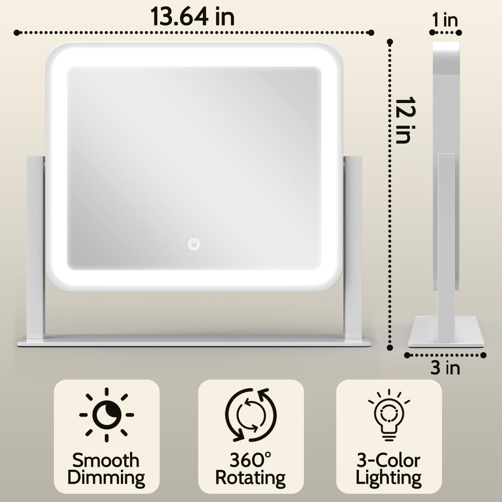 ROLOVE vanity mirror on desk setup for space saving beauty routines