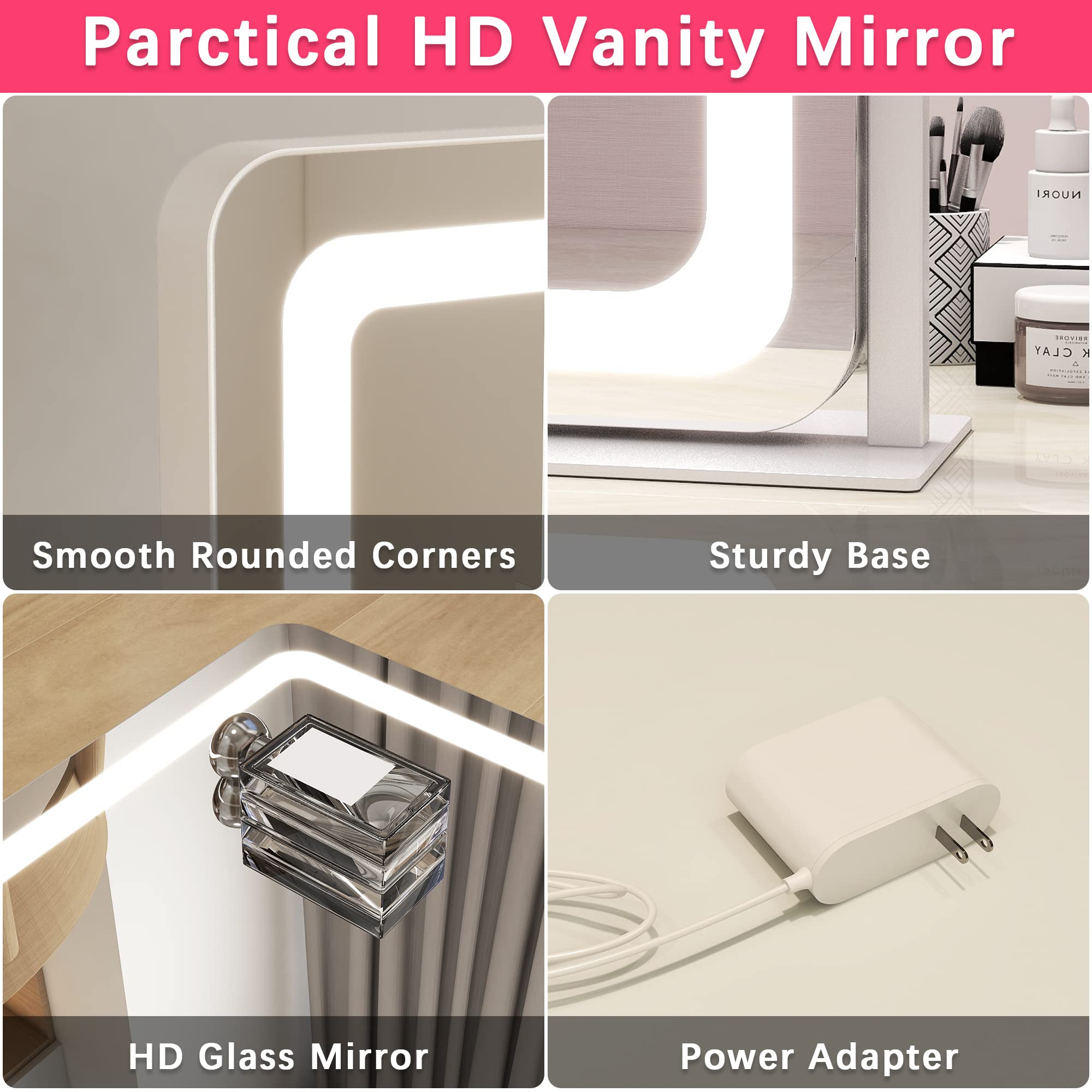 ROLOVE desk use vanity mirror fits small spaces for a personal beauty corner