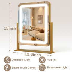 ROLOVE dimmable control highlights three color temps for day-to-night makeup.