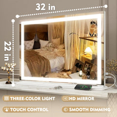 ROLOVE vanity mirror with dimmable modes for versatile lighting options