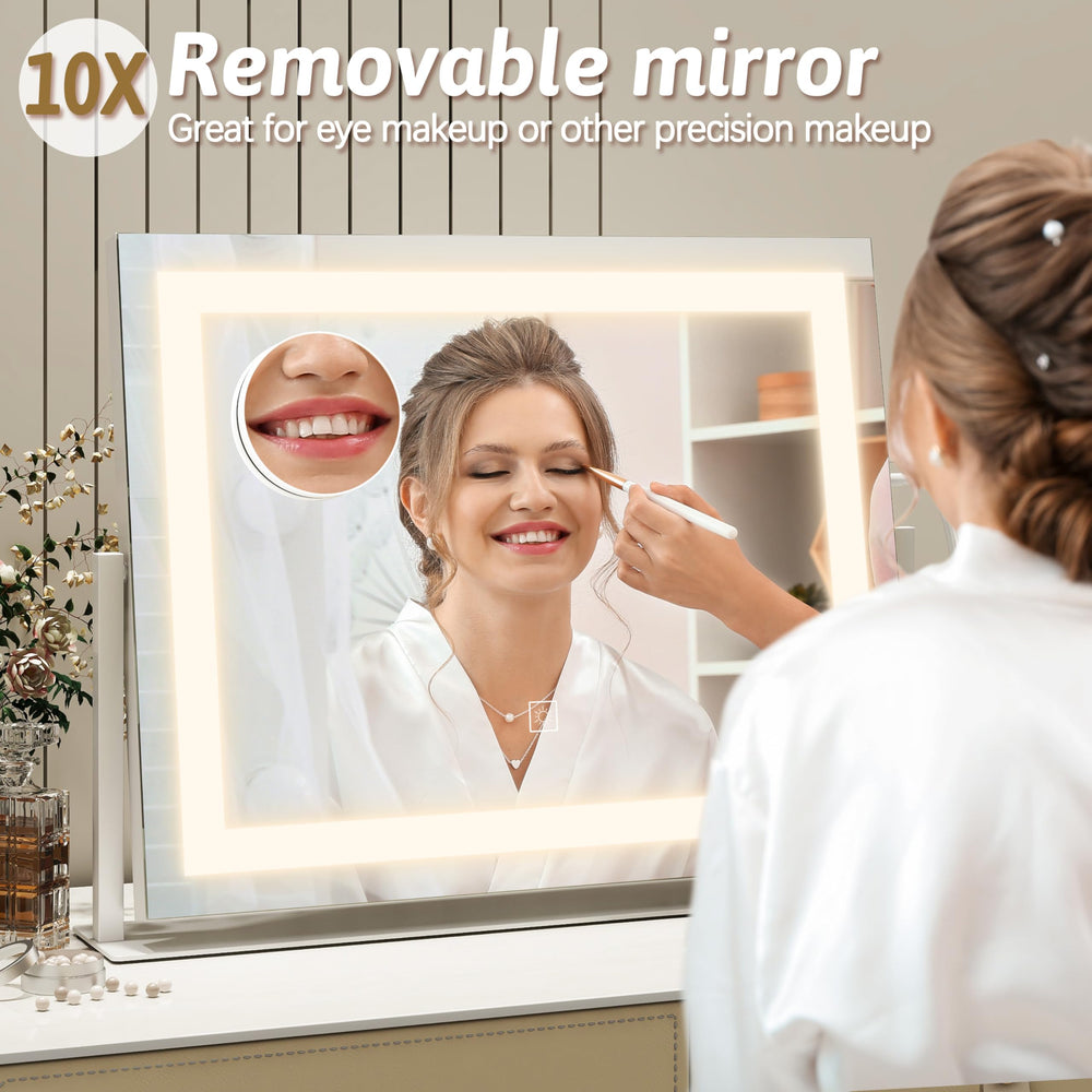 ROLOVE vanity mirror includes dresser-mount design for compact desks.