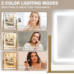 ROLOVE gold frame adds elegant desk appeal while you apply skincare.