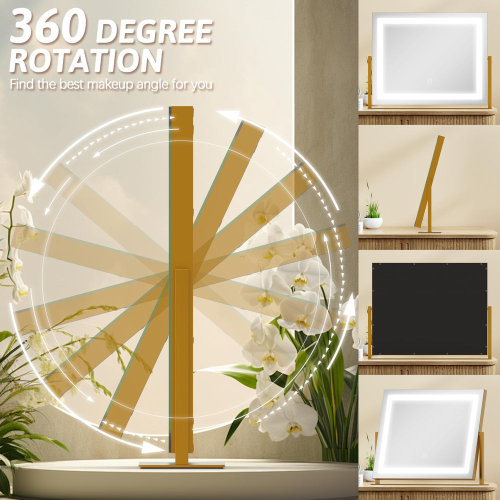 ROLOVE vanity mirror gold finish suits gift-worthy beauty setups.