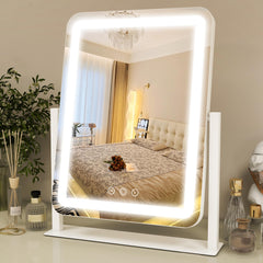 ROLOVE vanity mirror with lights on for table-top grooming