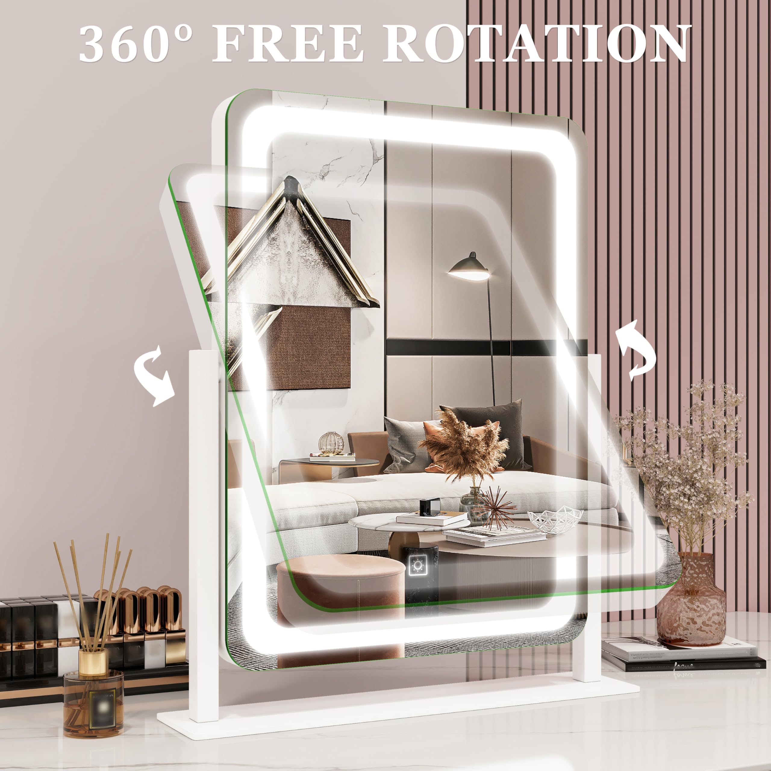 ROLOVE vanity mirror base with non-slip rubbers for stable use
