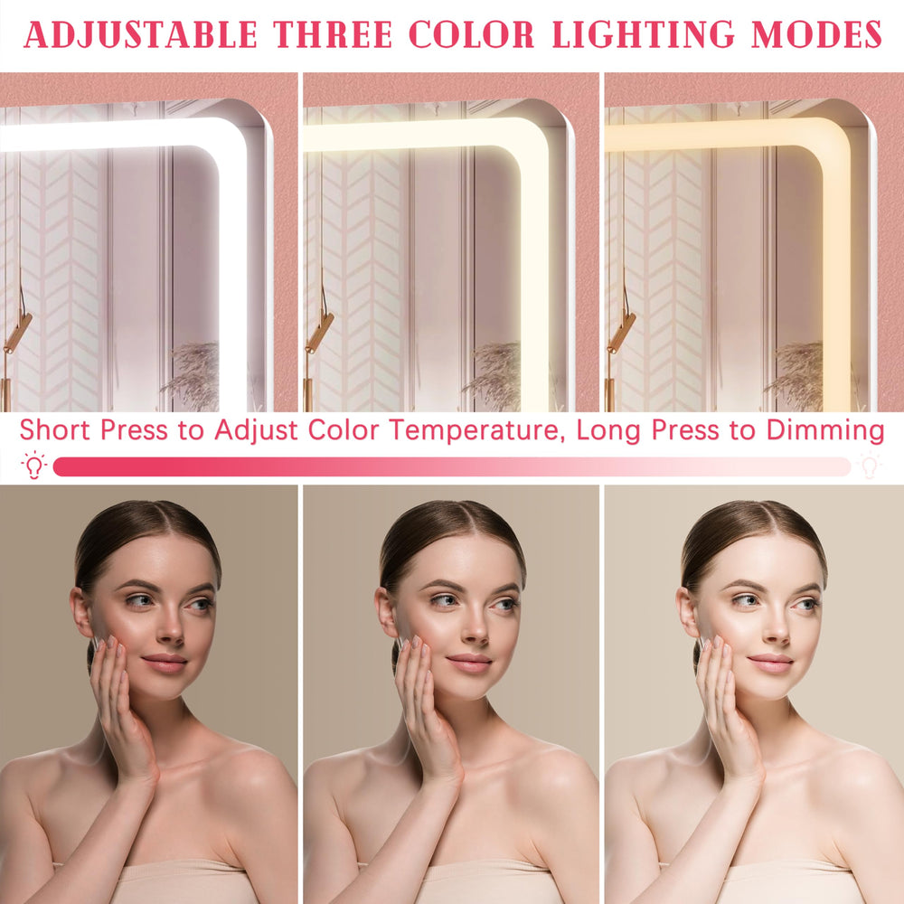 ROLOVE vanity mirror with smart touch control for quick brightness adjustment