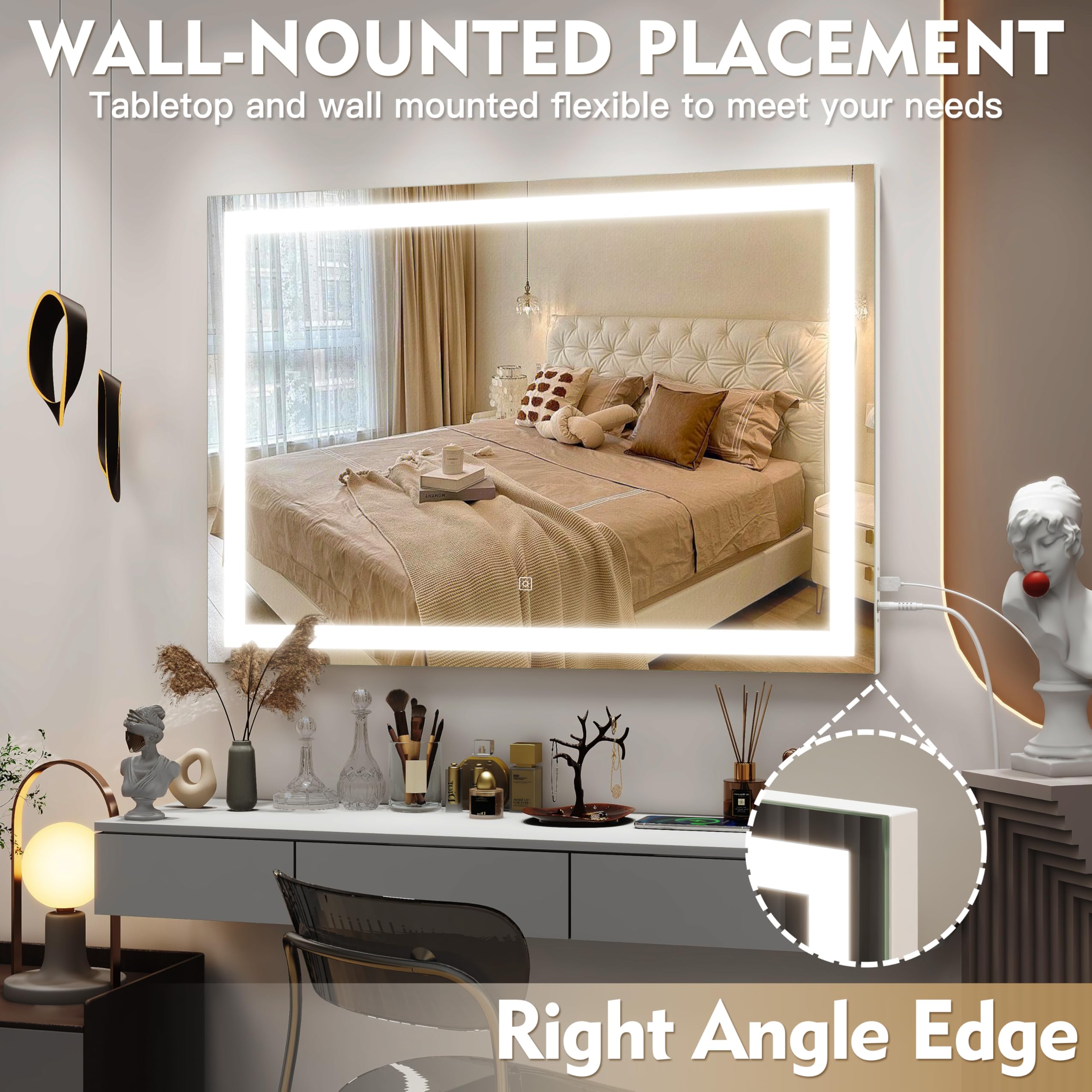 ROLOVE square white mirror offers a clean look for full-face checks