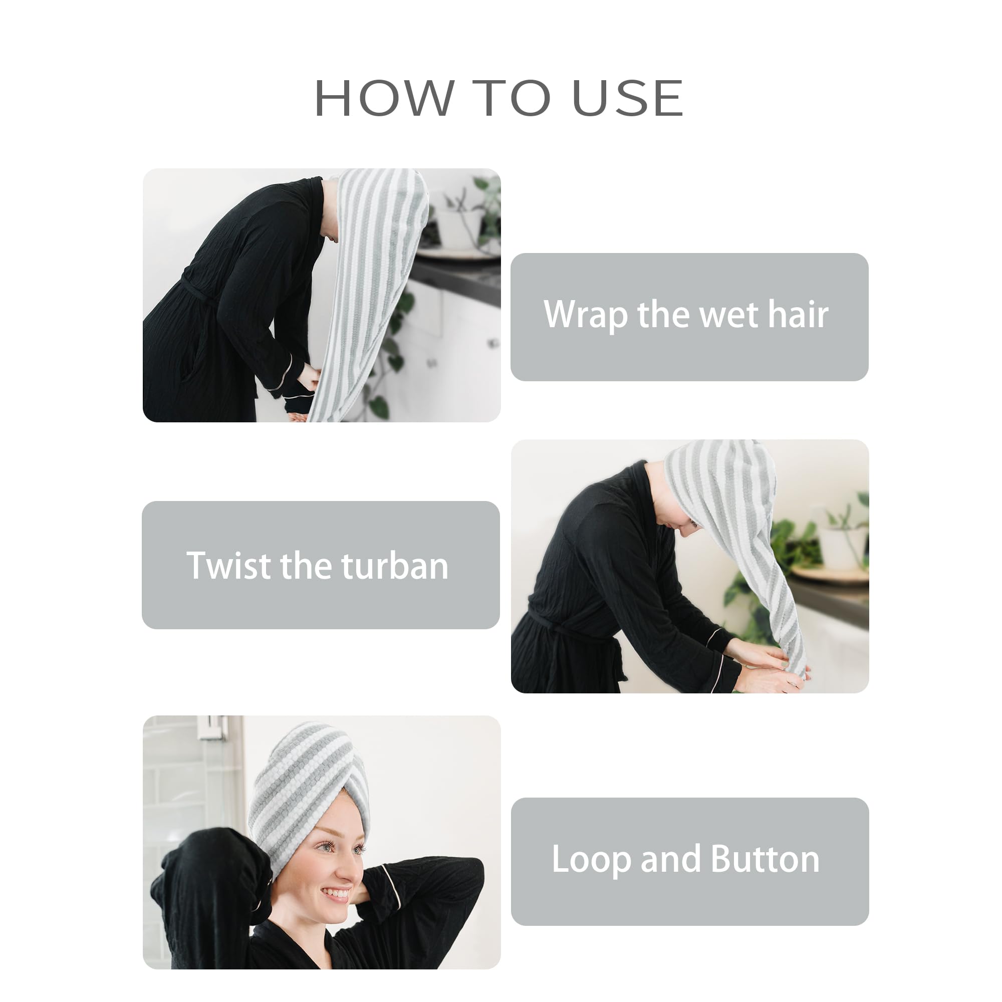 ROLSHOL curly-hair turban use shows manage curls during drying