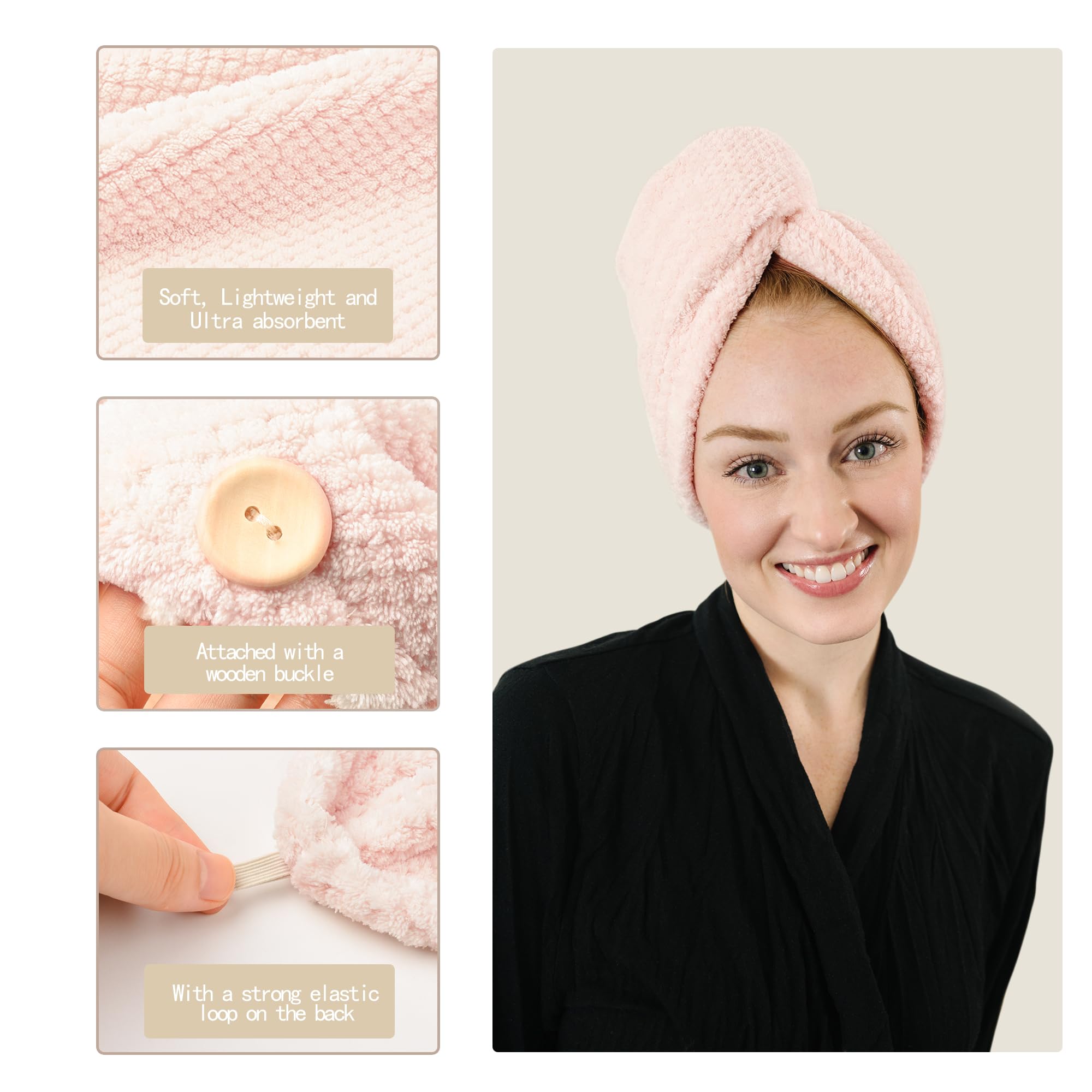 ROLSHOL fast-drying hair towel demonstrates rapid water absorption.
