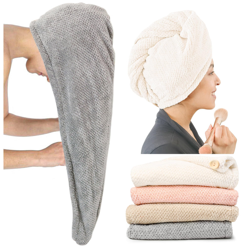 ROLSHOL extra-large hair towel wrap on head for fast, gentle drying