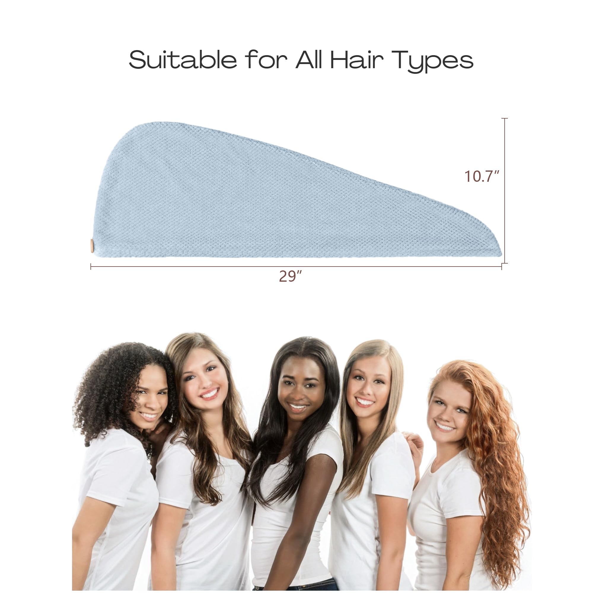 ROLSHOL microfiber towel dries hair faster with minimal friction.