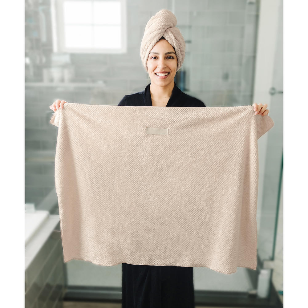 ROLSHOL hair towel wrap clay highlights soft fabric for gentle drying and frizz control.