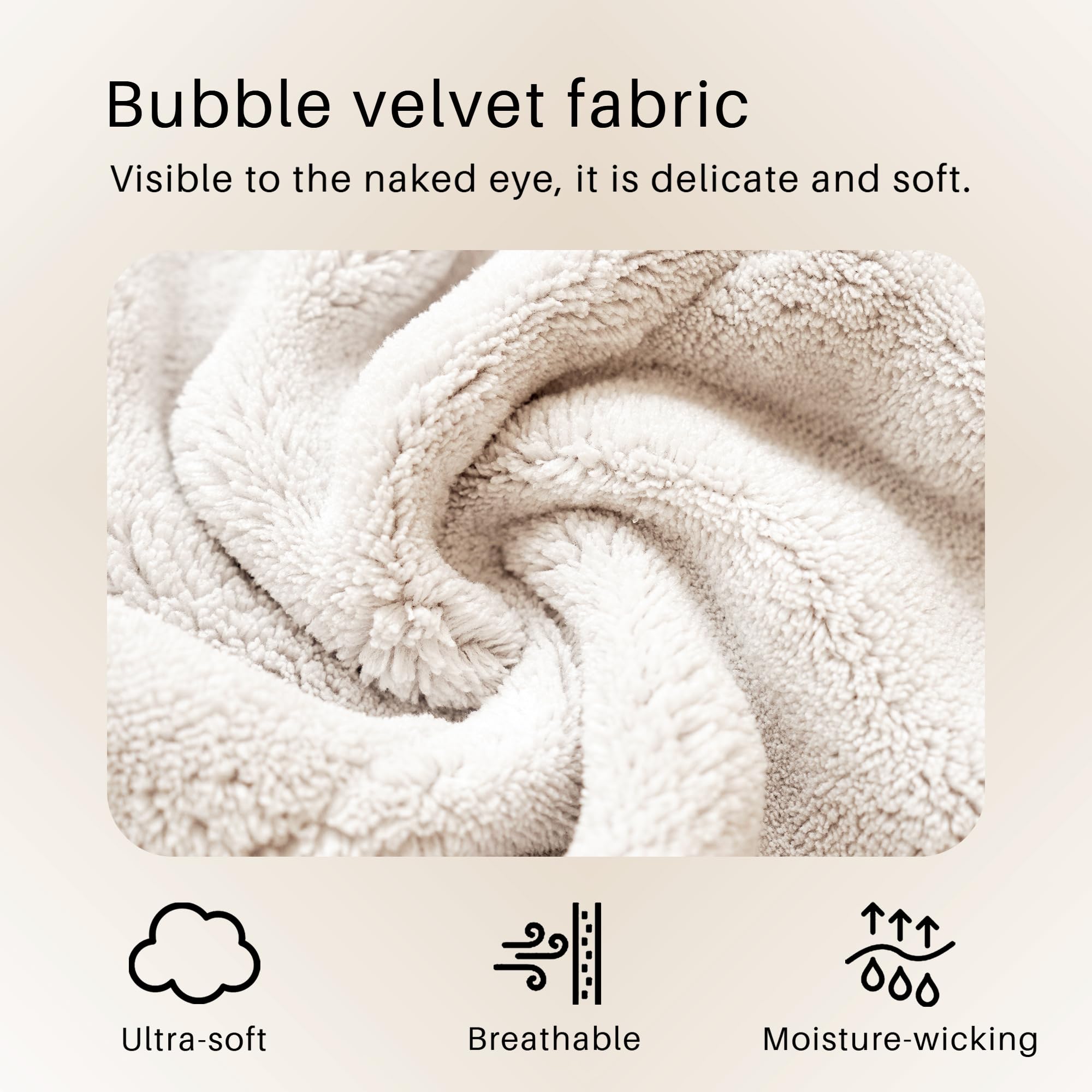 ROLSHOL towel wrap with reinforced elastic band for gentle, damage-free use.