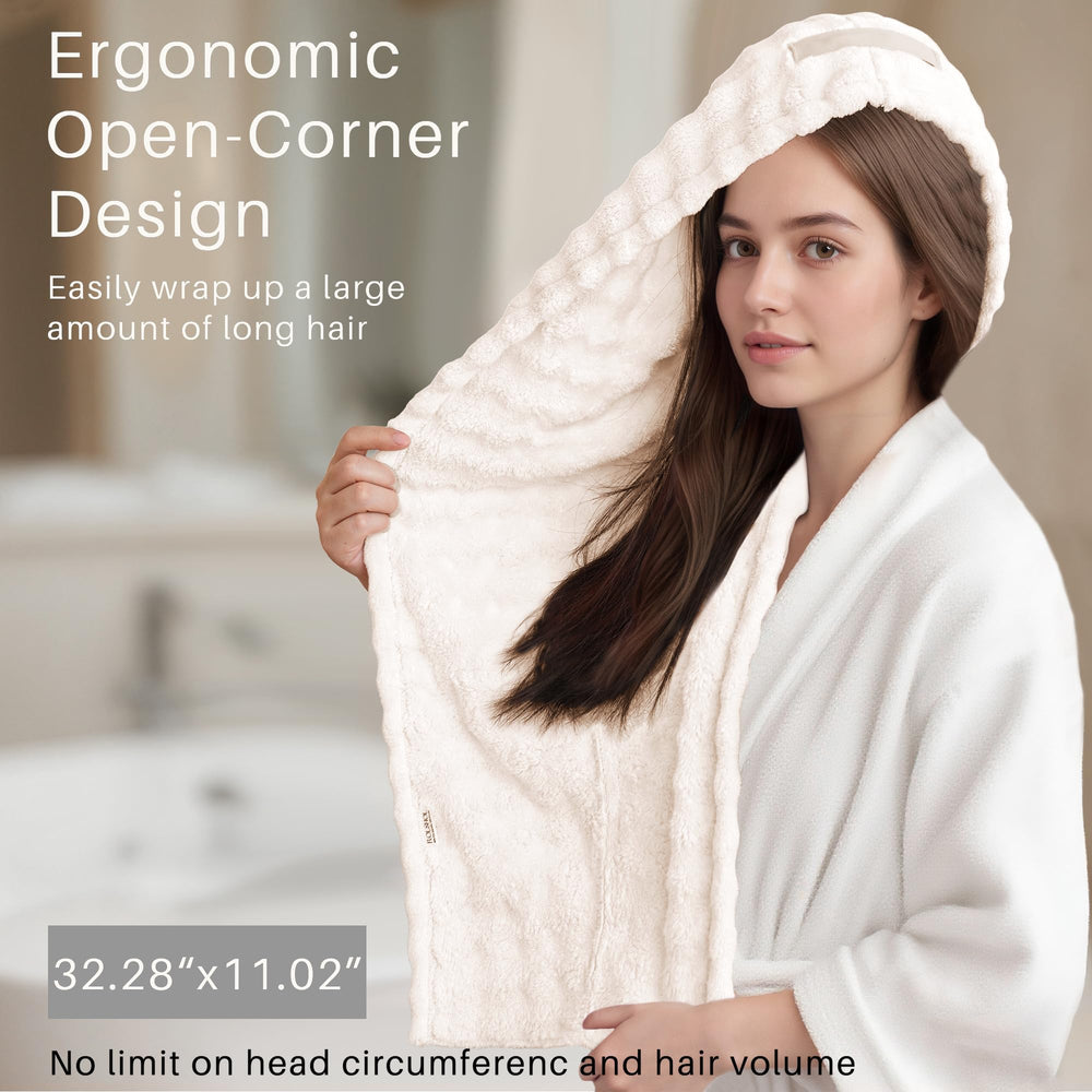ROLSHOL hair towel wrap triangular fit securely on head without slipping.