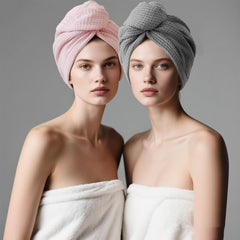 ROLSHOL two-pack grey microfiber hair towel wrap offering full coverage for thick hair.