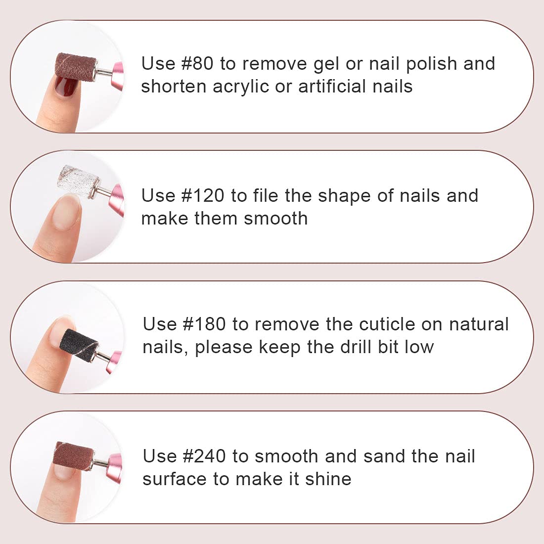 Rolybag 180 grit sanding band close-up for natural nail cuticle work.