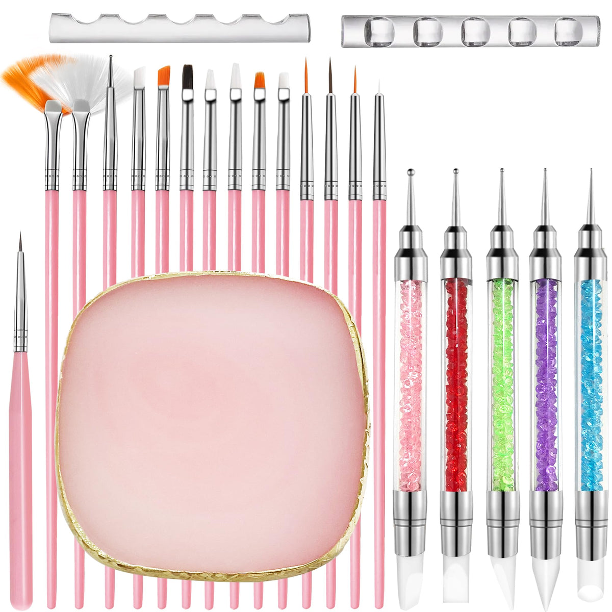Rolybag nail art brushes 23pcs set for precise lines and smooth color blends