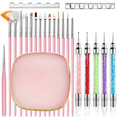 Rolybag nail art brushes 23pcs set for precise lines and smooth color blends