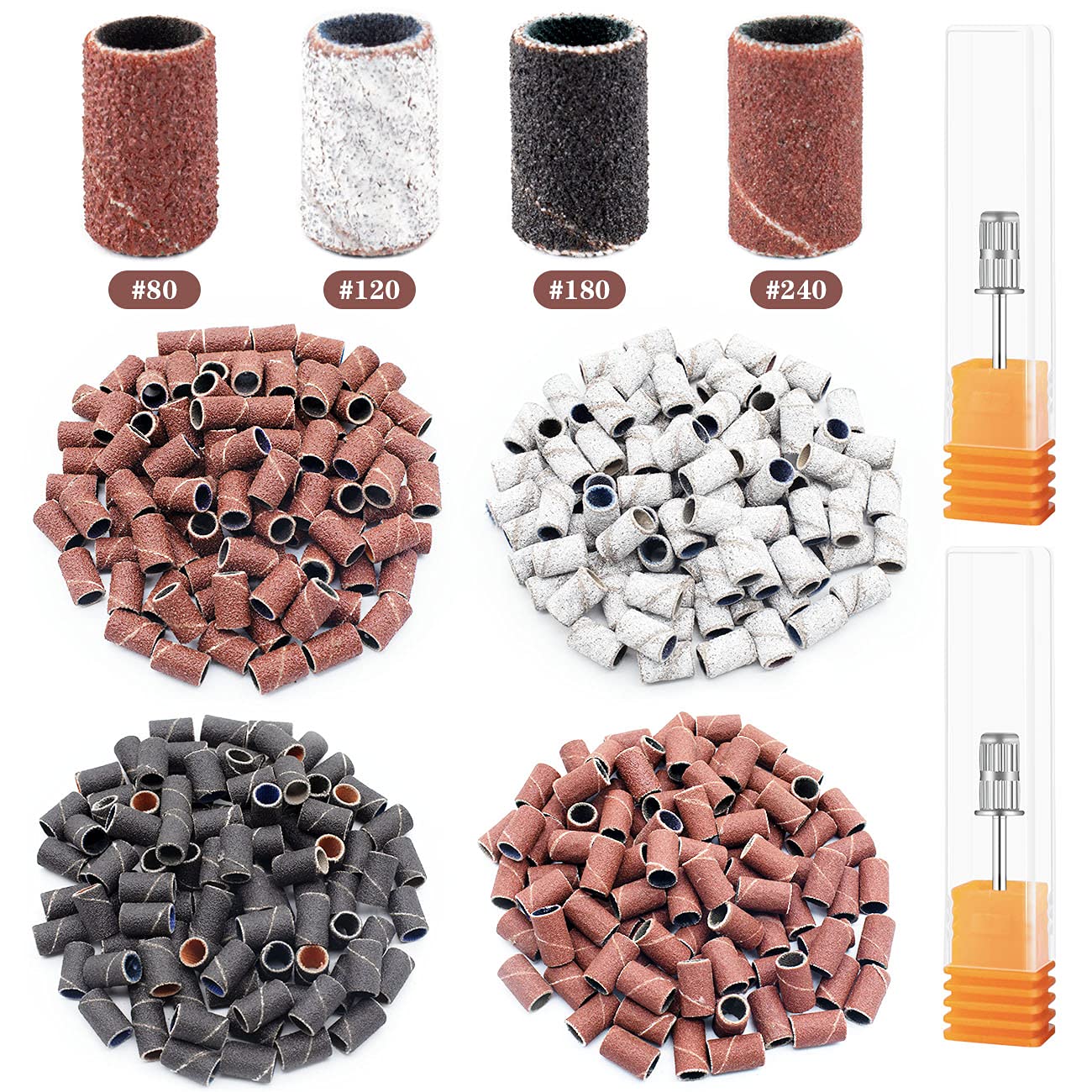 Rolybag sanding bands assortment in three colors for professional nail care.