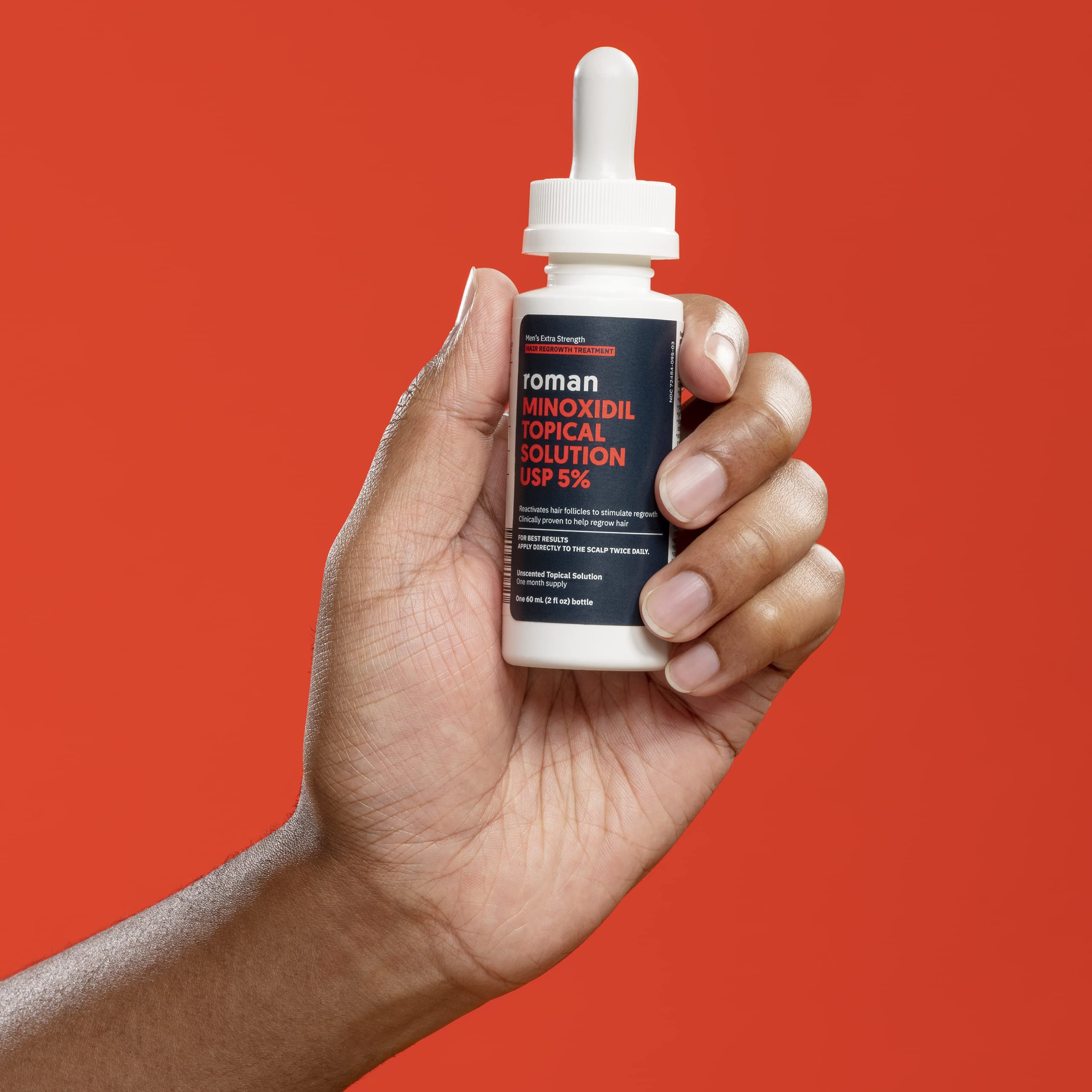 Roman packaging inside view highlighting unscented minoxidil