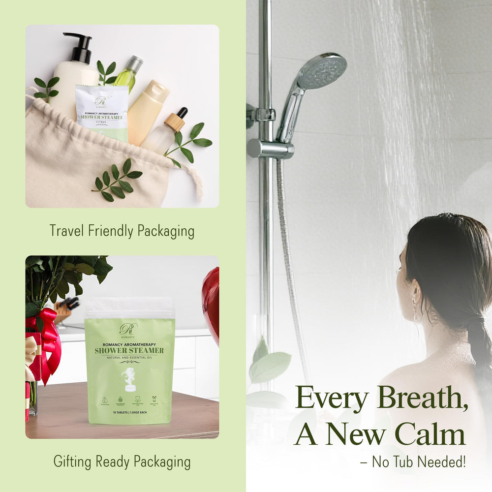 Romancy aromatherapy bomb close-up highlighting calming scent and convenient, mess-free use.