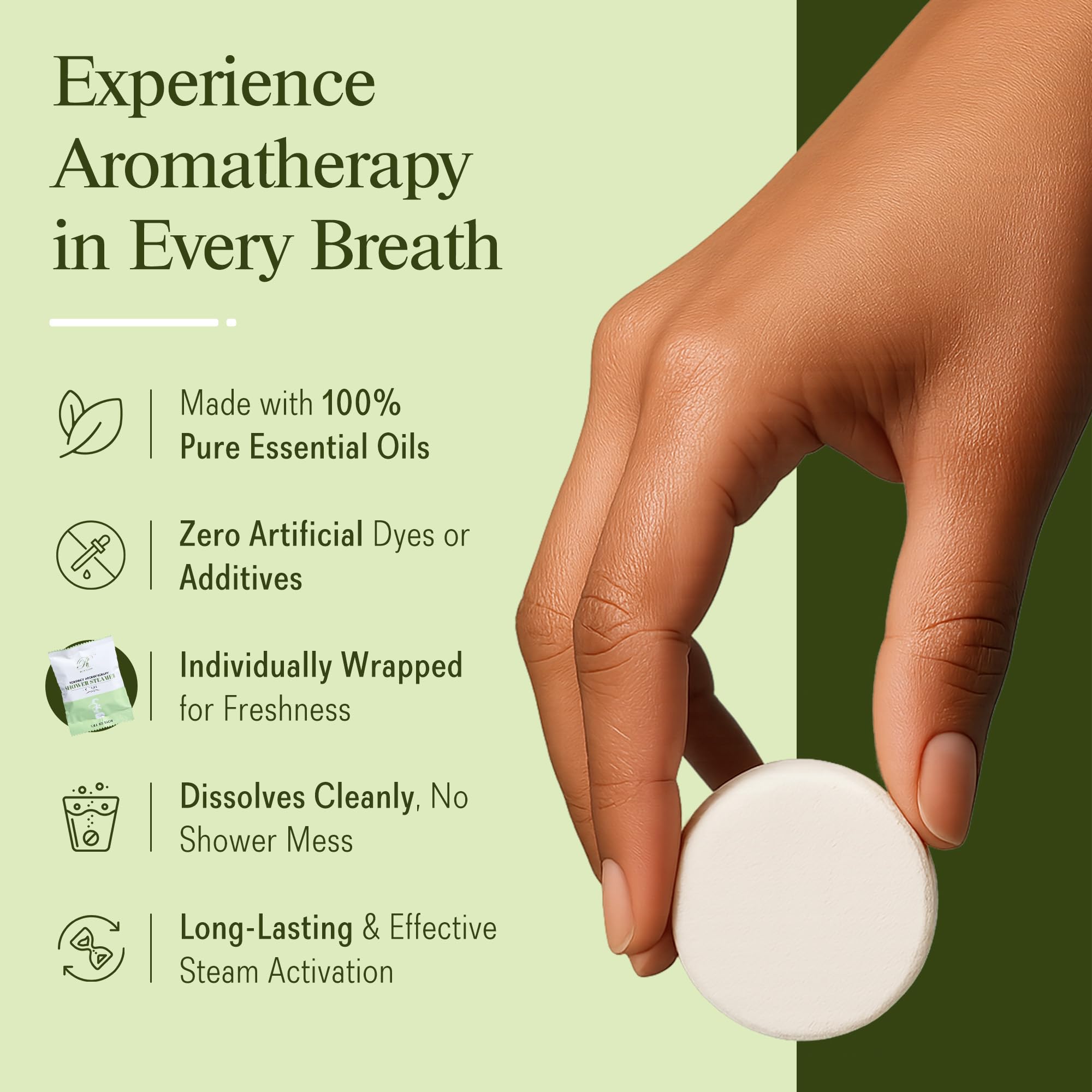 Romancy packaging showing long-lasting aroma during a shower session.