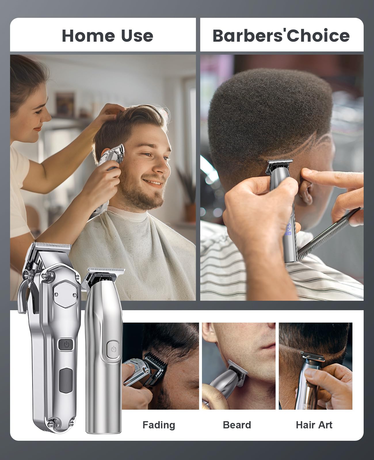 Romanda clippers set side view highlights balanced grip for comfortable long sessions.