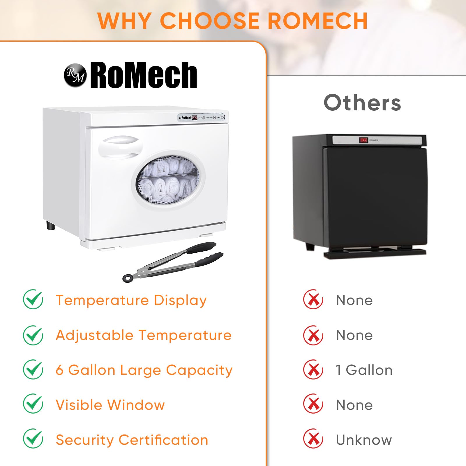 ROMECH 23L towel warmer cabinet LED display demonstrates precise temperature control.